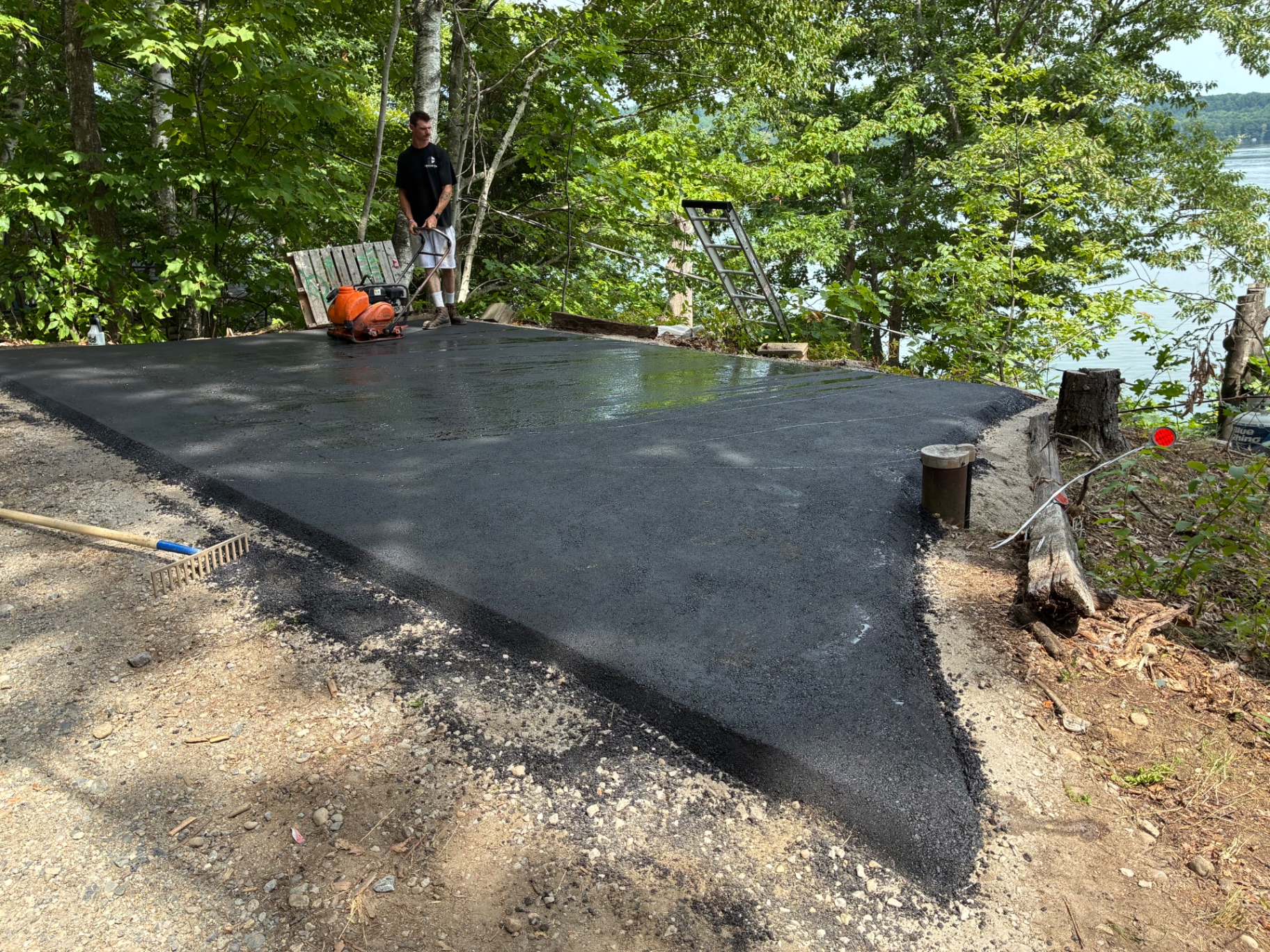ACTS Services crew doing asphalt paving work in York, Maine